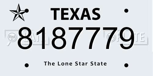 8187779 Texas License Plate