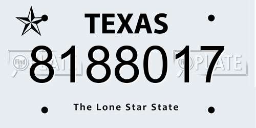 8188017 Texas License Plate
