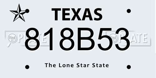 818B53 Texas License Plate