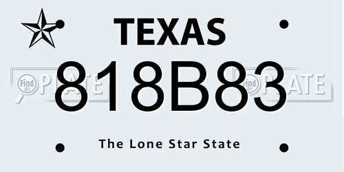 818B83 Texas License Plate