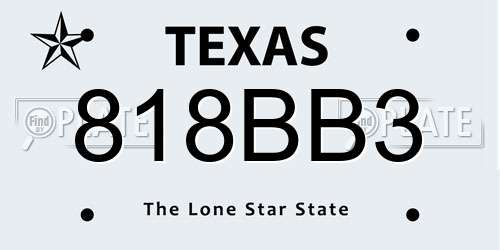 818BB3 Texas License Plate
