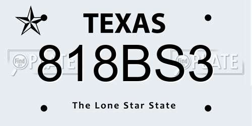 818BS3 Texas License Plate