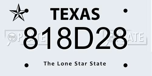 818D28 Texas License Plate