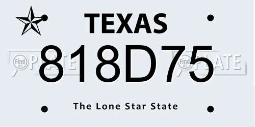 818D75 Texas License Plate