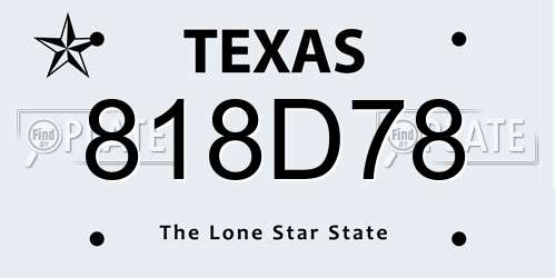 818D78 Texas License Plate