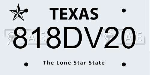 818DV20 Texas License Plate