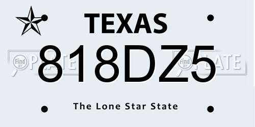 818DZ5 Texas License Plate