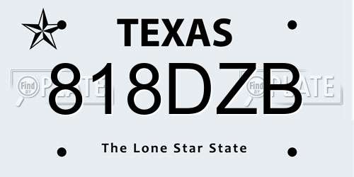 818DZB Texas License Plate