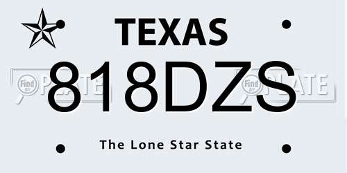 818DZS Texas License Plate