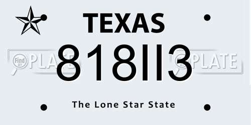 818II3 Texas License Plate