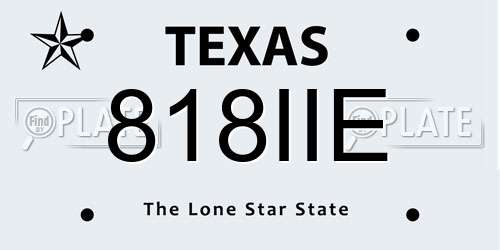 818IIE Texas License Plate