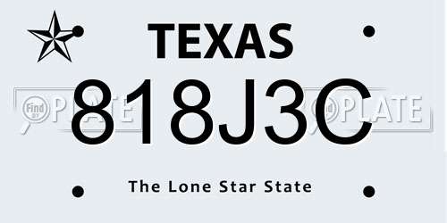 818J3C Texas License Plate