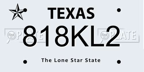 818KL2 Texas License Plate