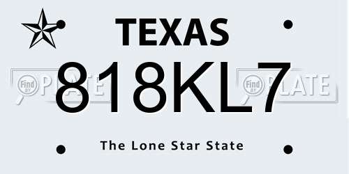 818KL7 Texas License Plate