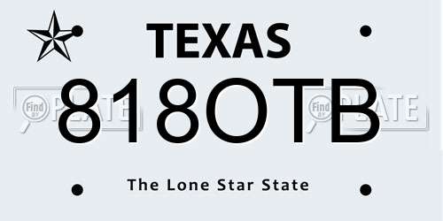 818OTB Texas License Plate