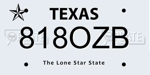 818OZB Texas License Plate