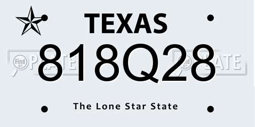818Q28 Texas License Plate