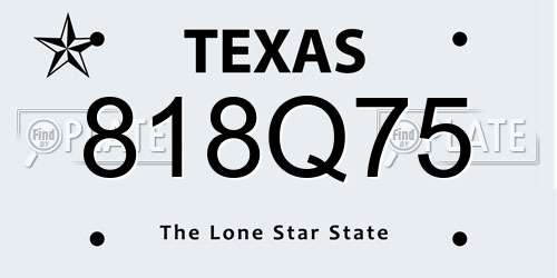 818Q75 Texas License Plate