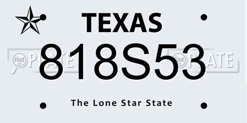 818S53 Texas License Plate