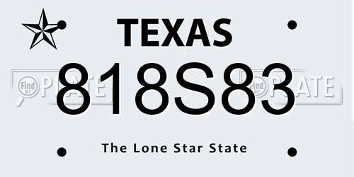 818S83 Texas License Plate