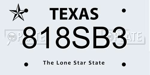 818SB3 Texas License Plate