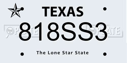 818SS3 Texas License Plate