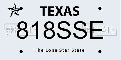 818SSE Texas License Plate