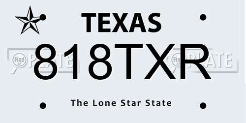818TXR Texas License Plate