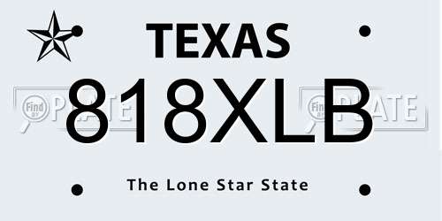 818XLB Texas License Plate