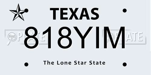 818YIM Texas License Plate