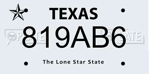819AB6 Texas License Plate