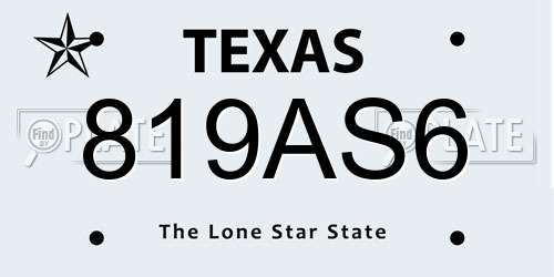 819AS6 Texas License Plate