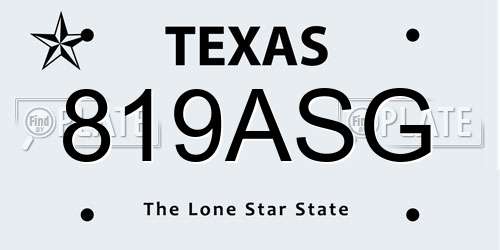 819ASG Texas License Plate