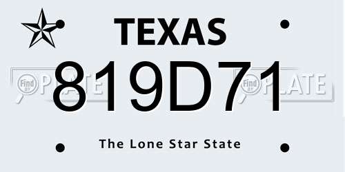 819D71 Texas License Plate