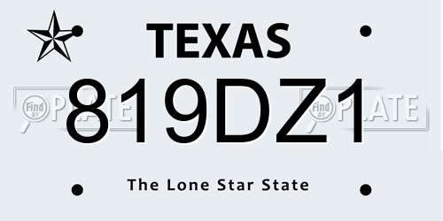 819DZ1 Texas License Plate