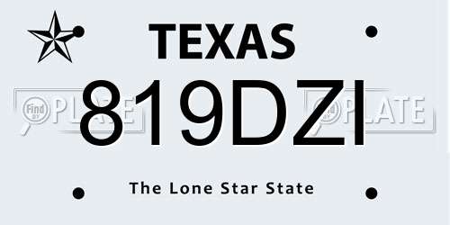 819DZI Texas License Plate