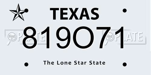 819O71 Texas License Plate