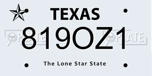 819OZ1 Texas License Plate
