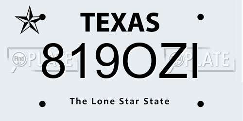 819OZI Texas License Plate