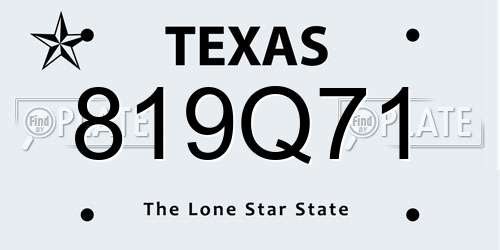819Q71 Texas License Plate