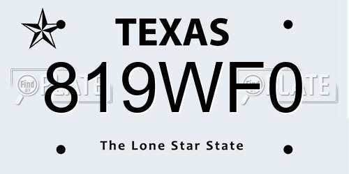 819WF0 Texas License Plate
