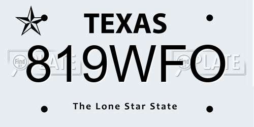 819WFO Texas License Plate
