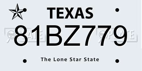 81BZ779 Texas License Plate