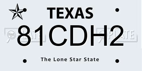 81CDH2 Texas License Plate