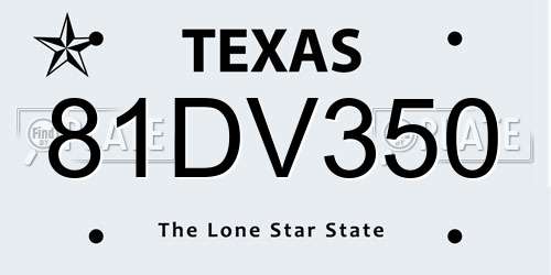 81DV350 Texas License Plate