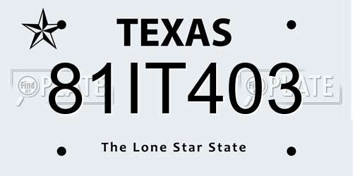 81IT403 Texas License Plate