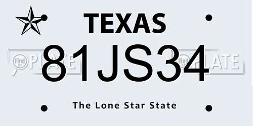 81JS34 Texas License Plate