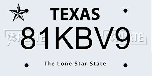 81KBV9 Texas License Plate
