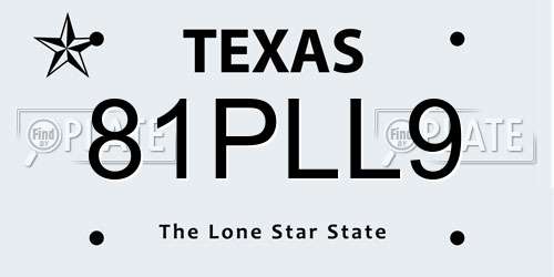 81PLL9 Texas License Plate