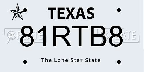 81RTB8 Texas License Plate